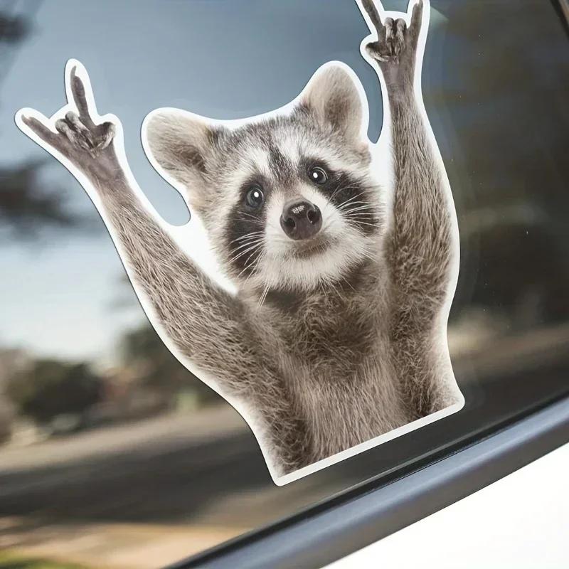 Raccoon stickers, durable car window stickers, motorcycle SUV truck rear windshield, weather resistant cartoon animal decoration