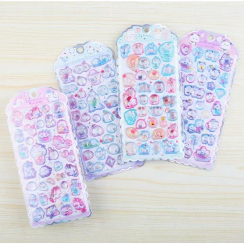 2025 Adorable cartoon sweet cat unicorn 3D embossed sticker scrapbook DIY diary handbook decoration sticker Long Lasting