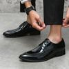 Britain Gentleman Oxfords Men's Black Green Pointed Patent Leather Dress Casual Shoes Wedding Dress Business Homecoming Footwear