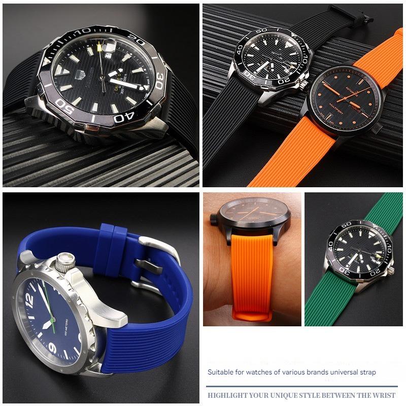 Classic Arc Mouth Watchband 22mm 20mm for Mido Casio EFR-303 ECB900 Citizen Longines Omega Rubber Silicone Watch Band Waterproof