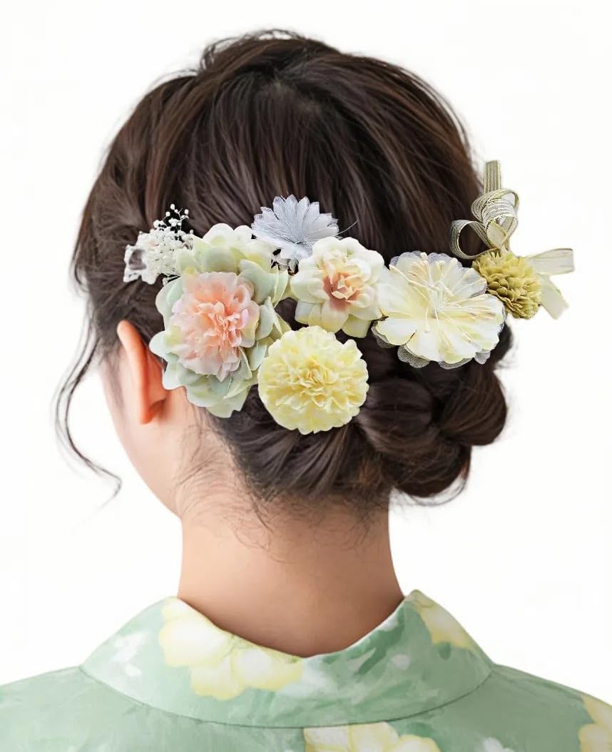 

Mi&kala Hair Ornament for Yukata, Kimono, and Traditional Japanese Clothing - Artificial Flower Hair Accessory for Fireworks Festivals, New Year s,