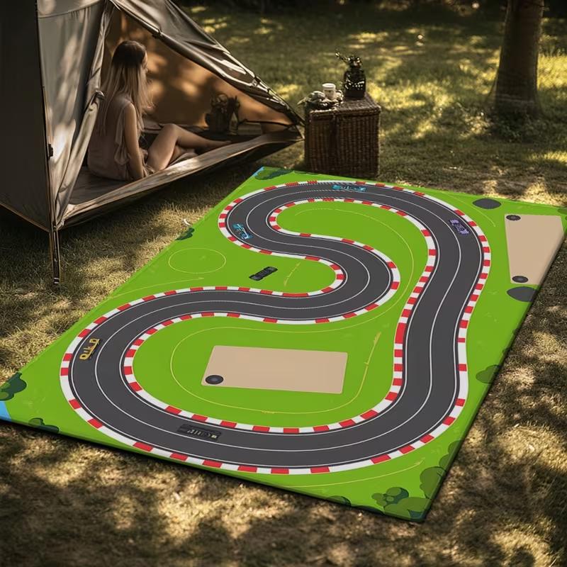 Kids Dynamic Race Car Track Play Rug Non Slip Soft Educational Carpet for Children Bedroom Playroom and Outdoor Camping Use