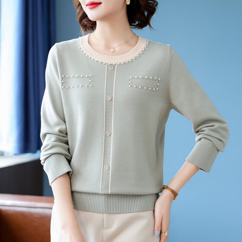 Mid-Aged Women's Casual Round Neck Knit Sweater