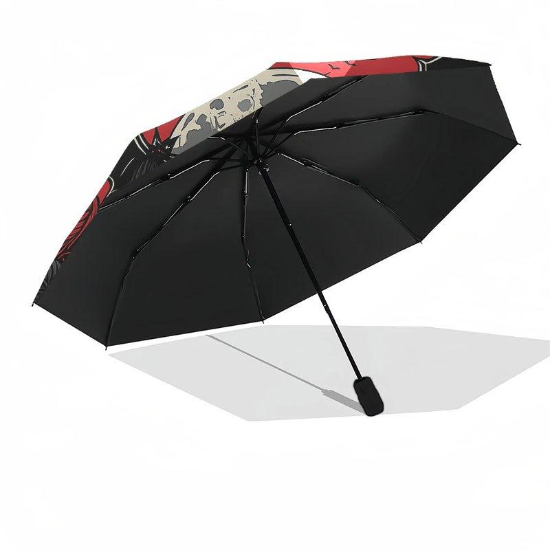 Halloween Moonlit Bat & Pumpkin StickerUmbrella with Cute Design, Portable 3-Fold Compact Umbrella for Men & Women, Valentine's Day Mother's Day Hallo
