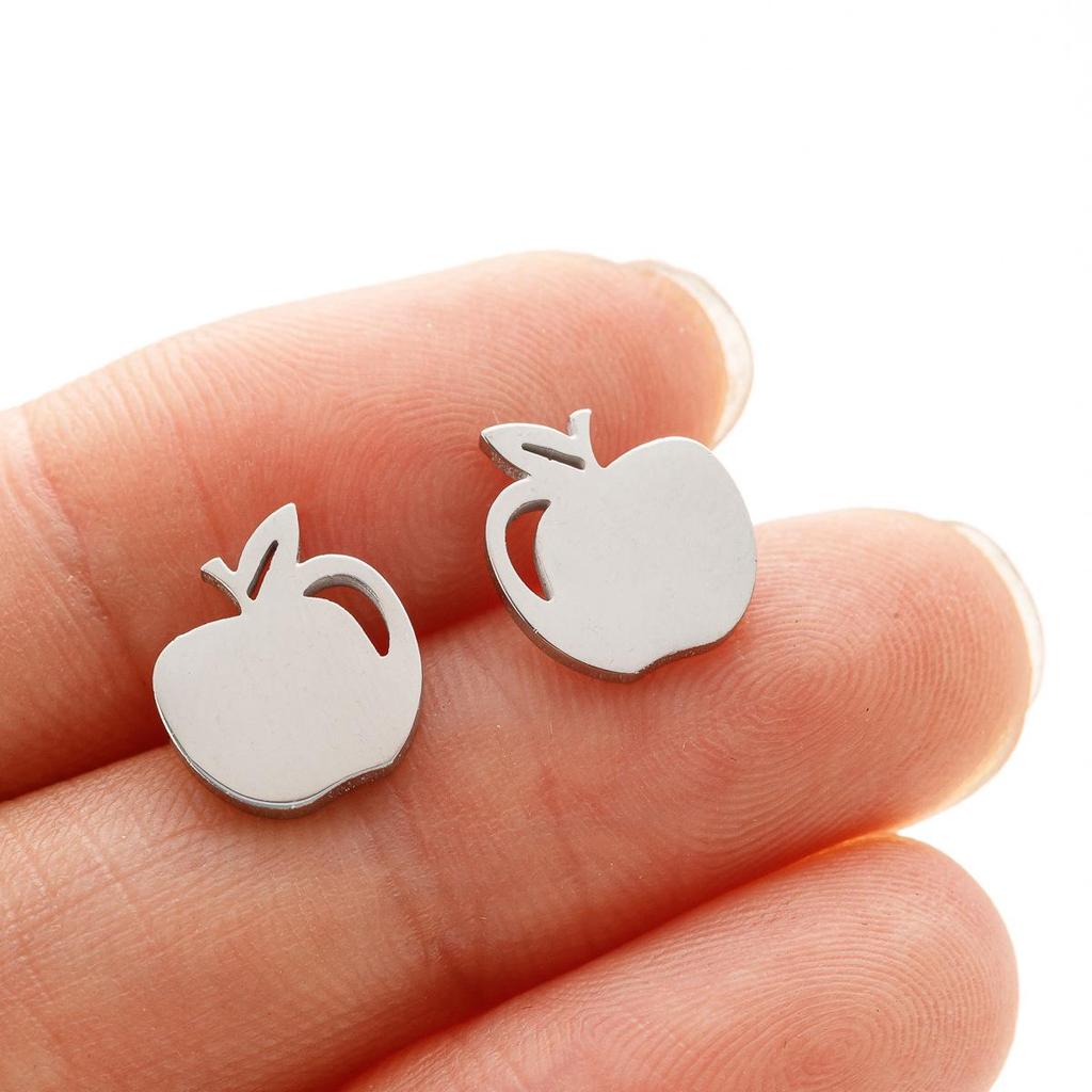 Fashionable Christmas Eve Sweet Apple Stud Earrings in Stainless Steel
