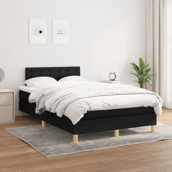 VidaXL Lit à sommier tapissier avec matelas Noir 120x200 cm Tissu - Modèle 3140923