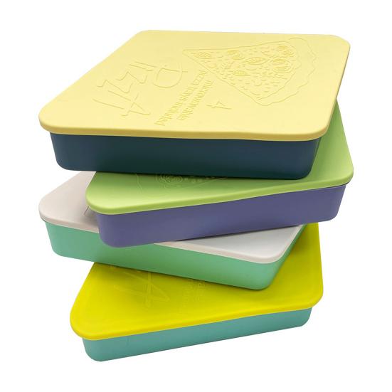 Silicone Pizza Storage Container Reusable 2 Compartments Dishwasher Safe Eco-Friendly Silicone Pizza Box Home Supply
