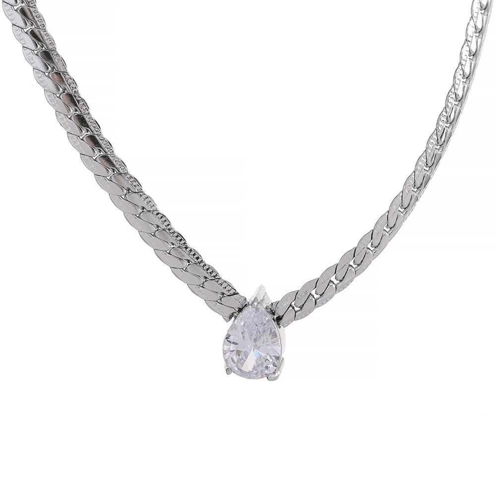 Yhpup Fashion 18K Gold Plated Bling Cubic Zirconia Stainless Steel Necklace Bracelet Jewelry Set Chain Texture Collar Waterproof