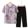 Elegant Summer Mid-Sleeve Cardigan for Elderly Women - New Chinese Style