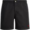 Polo Cor Sólida Logo Bordado Botão Cintura Reta Shorts Casuais Shorts Masculinos Preto 710644995-013