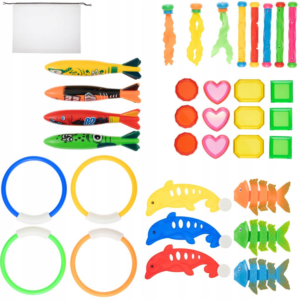 Toys for the Pool, Bath, Bathtub, Diving, Water, Set of 34 Pieces