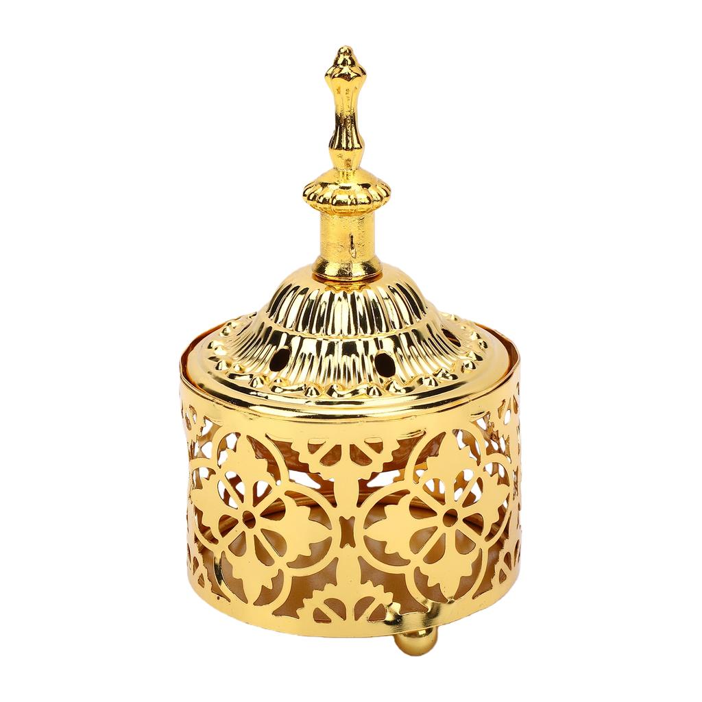 Arabic Incense Holder Pot Vintage Decorative Candle Stand for Home Tabletop Decoration Zinc Alloy Gold Style 1