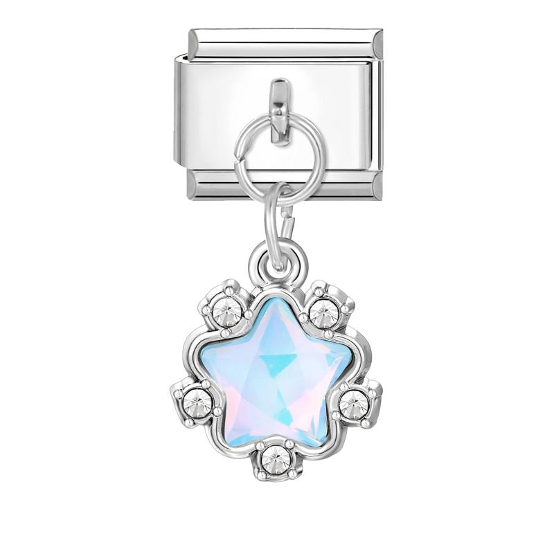 Zircon Colorful Crystal Butterfly Heart Flower Pendant Italian Charm Link Fit 9mm Bracelet Stainless Steel Women DIY Making Gift