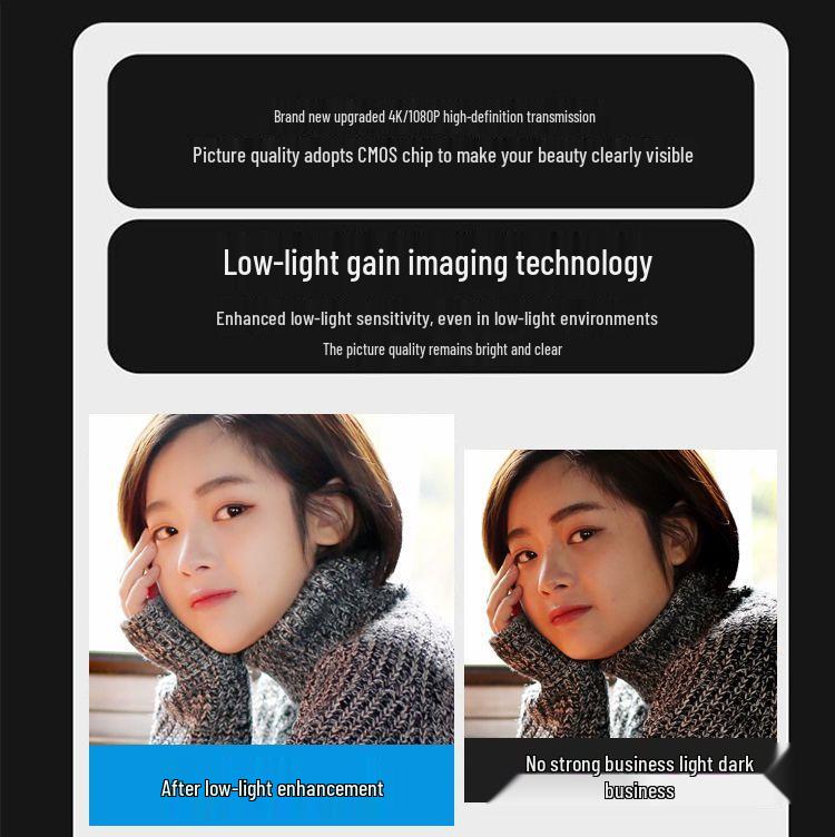 4K Ultra HD Camera with USB, Desktop/Laptop Microphone for Horizontal/Vertical Streaming & Online Meetings