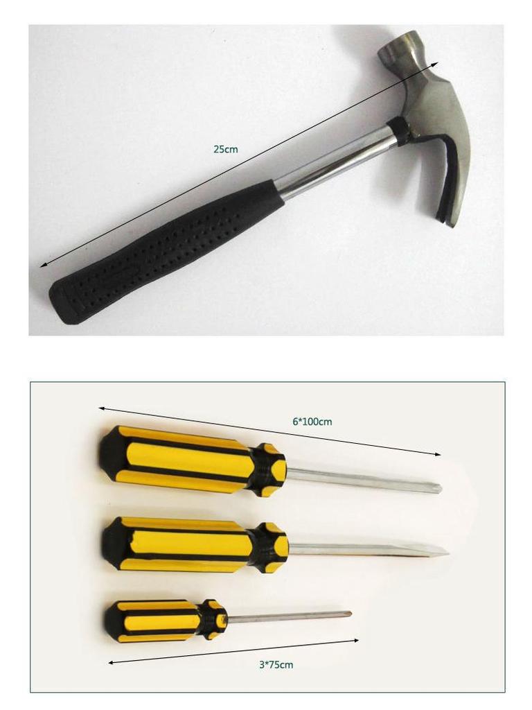 16-teiliges tragbares Haushaltswerkzeugset mit Hammer und Schraubenschlüssel - Modell 8016-1