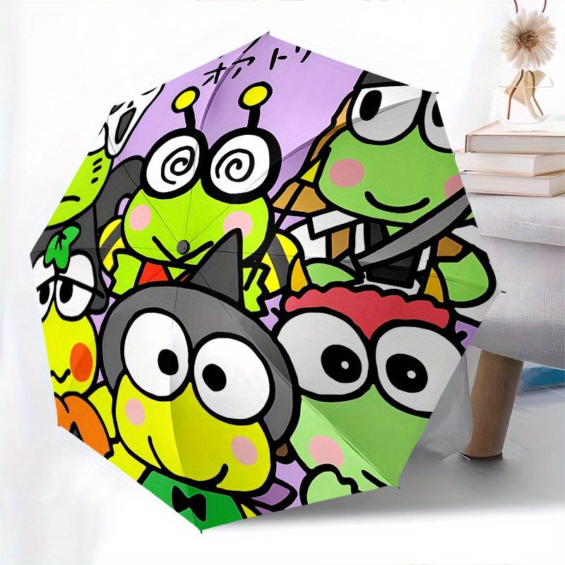 KEROKEROKEROPPI Automatic Folding Umbrella-Simple 8-Rib Design, Bright Cartoon Pattern, Durable Iron Frame, Suitable For Travel, Outdoor, Be