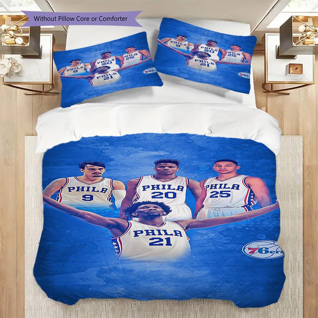 Philadelphia Ers Basketball Spirit Bedding(1 * Duvet Cover + 2 * Pillowcase, Without core)Christmas Birthday Gift Soft and Comfortable
