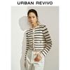 UR 2025 Spring Women's Color-Block Stripe Textured Button-Knit Cardigan