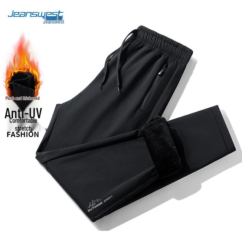 

JEANSWEST Men s Warm Fleece Straight-Leg Casual Pants 4XL