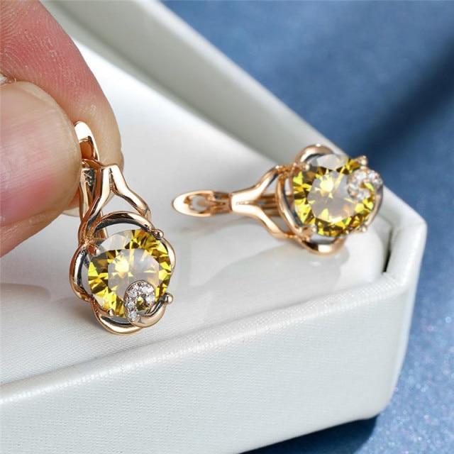 

Серьги с разноцветными кристаллами и круглыми камнями, старинные золотые серьги для помолвки, женские милые серьги-кольца с маленькими цветами для женщин жёлтый