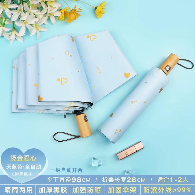 Ombrello da Bambina Carino con Stampa Pois Pieghevole Protezione Solare UV Automatico Pioggia e Sole Doppio Uso Ombrello da Sole