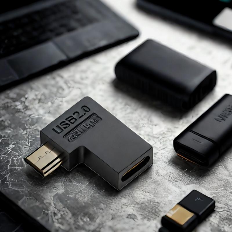 USB C Female To USB Male 90 Degree Angled Adapter Fast Charging 2A Fast Speed Data Transfer 480Mbps Small Design