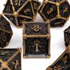 7 Pcs Black Yellow Skull Metal Dice Solid Metal Polyhedral Dice Set Suitable for Role-Playing RPG Board Game Card Game