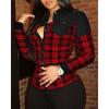 Women’s Spring Loose-Fit V-Neck Button-Up PU Leather Shirt