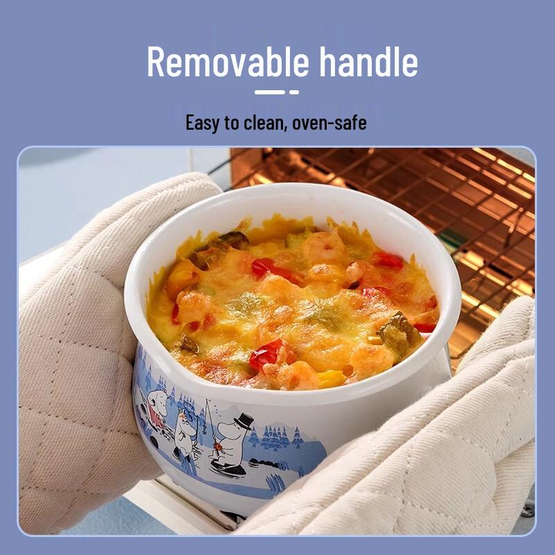 FUJIHORO Moomin Fishing Series 20CM Enamel Double Handle Soup Pot