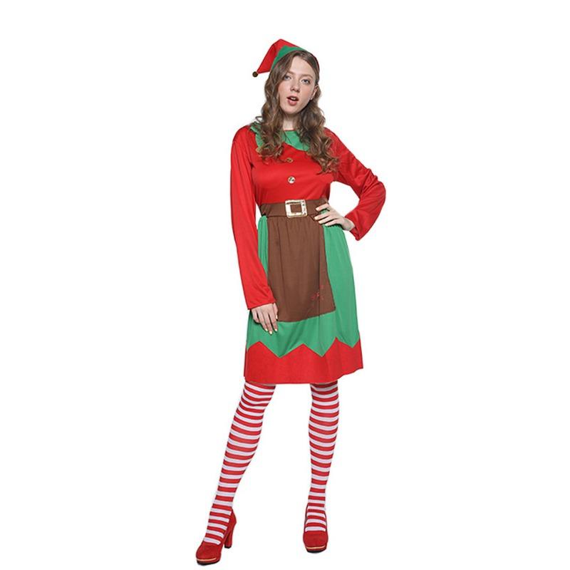 Adult Christmas Costume Children's Christmas Green Elf Costume Set Red and Green Color Scheme