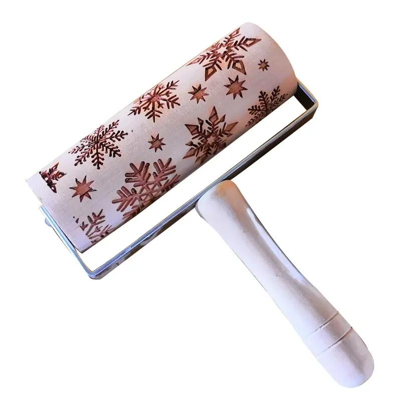 Christmas Embossed Rolling Pin Baking Cookies Roller Christmas Wooden Rolling Pins for Baking Embossed Cookies