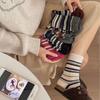 Thick Line Striped Color Blocking Contrast Imitation Mink Furry Socks Sweet Season Warm Socks