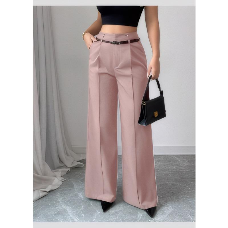 Draperie lejeră și versatilă de vară pentru slăbire, Croială dreaptă high-end cu picior larg, Pantaloni casual cu talie înaltă pentru femei