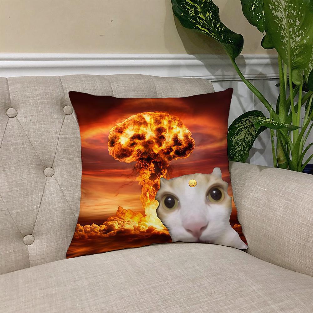 cushion Funny cover Square Sofa Cushion Meme Cover Casual Cat Skin-Friendly Comfortable Pillow Cover