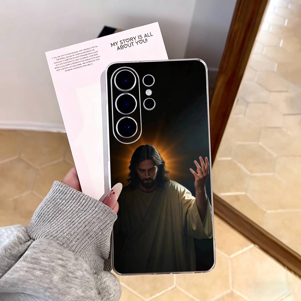 Jesus Christus Handyhülle für Samsung S25,S24,S21,S22,S23,S30,Ultra,S20,Plus,Fe,Note,10,9,5G Transparente Hülle