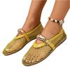 Women's Summer Ballet Flat Sandals Hollow Mesh Breathable Slip On Buckle Closure Comfortable Casual Shoes