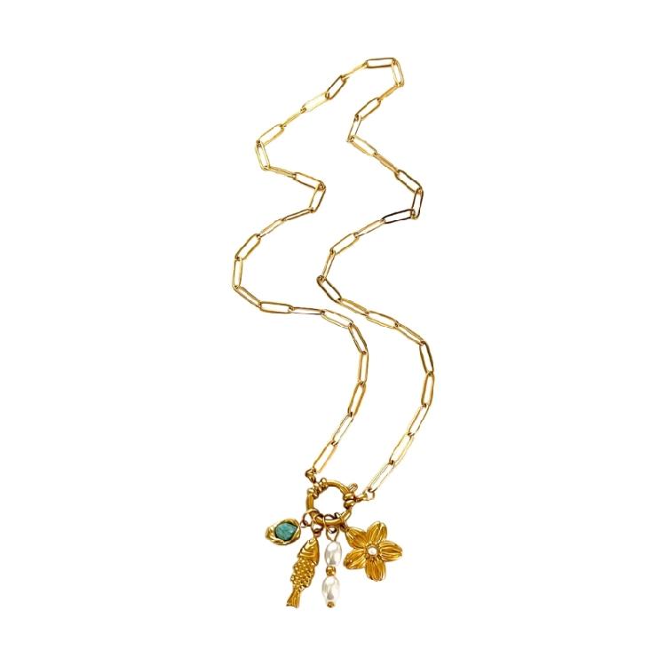 

Trendy Fish Motifs Necklace Tarnish Resistant Stainless Steel Chain For Women Fashion Accessories 1