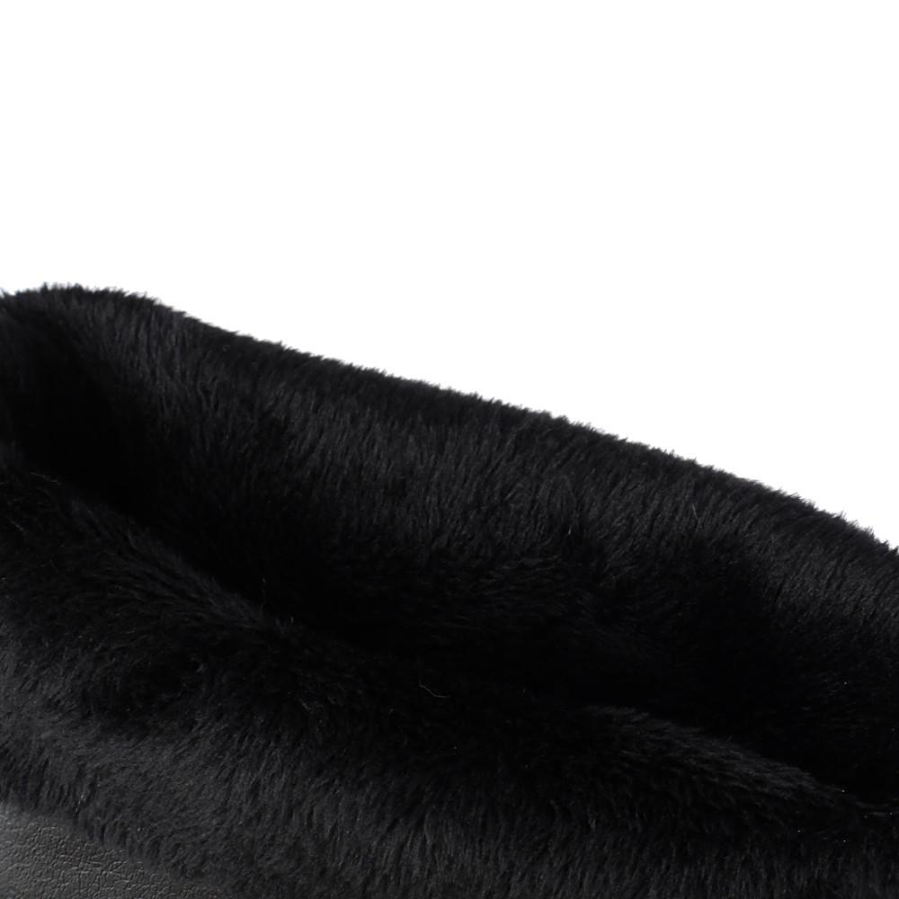 Fashion Large Size 35-43 Women Knee High Boots Ankle Strap Rivet With Retro Women's Motorcycle Boots Thick fur Warm Winter Botas Mujer