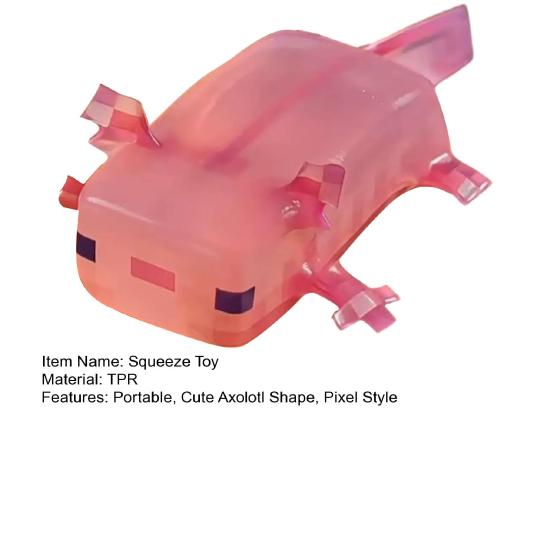 Cute Axolotl Squeeze Toy Pink Pixel Style Axolotl Stress Relief Toy Portable Soft