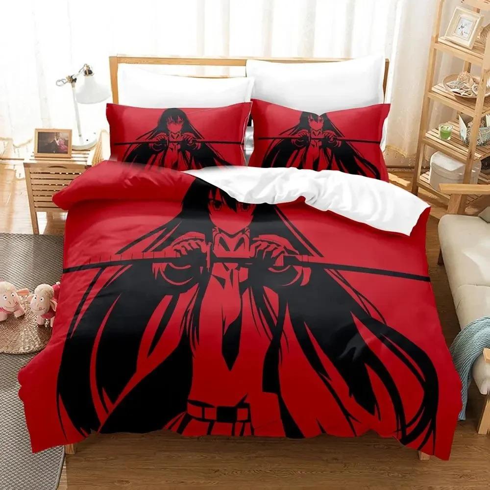 Anime Akame Ga KILL Bedding Set Duvet Cover Bed Set Quilt Cover Pillowcase Comforter King Queen Size Boys Adult Bedding Set
