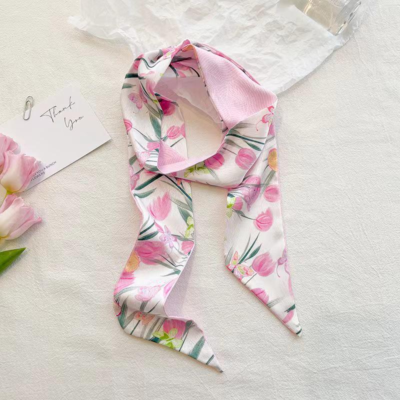 Korean Style Silk Scarf and Hairband Set - Versatile Women's Accessory for Summer