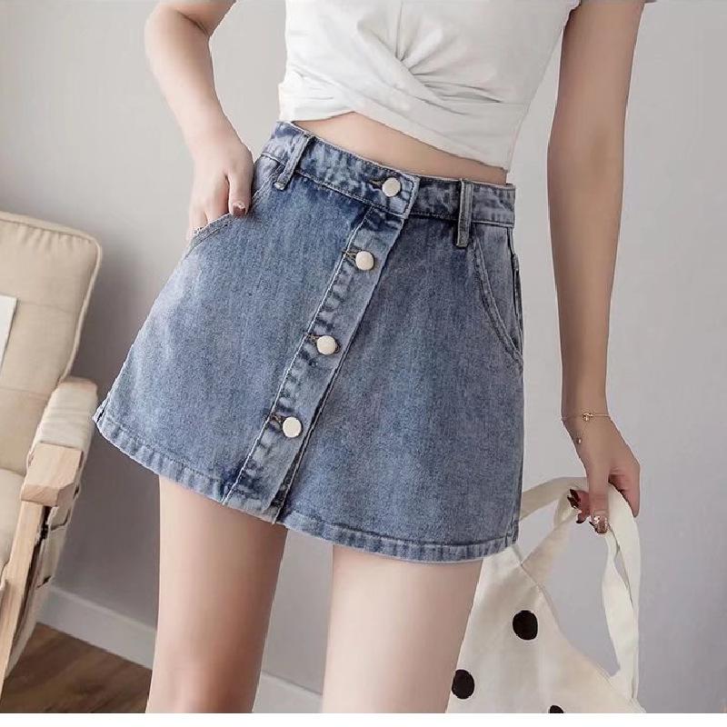 2022 Sommer High Waist Locker Weitbeiniger Denimrock für Damen