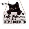 Clear Print Welcome Sign Cat Shaped Sign, Durable Wooden, Waterproof Moisture-Proof Hanging for Front Door Rustic Farmhouse Porch Decoration