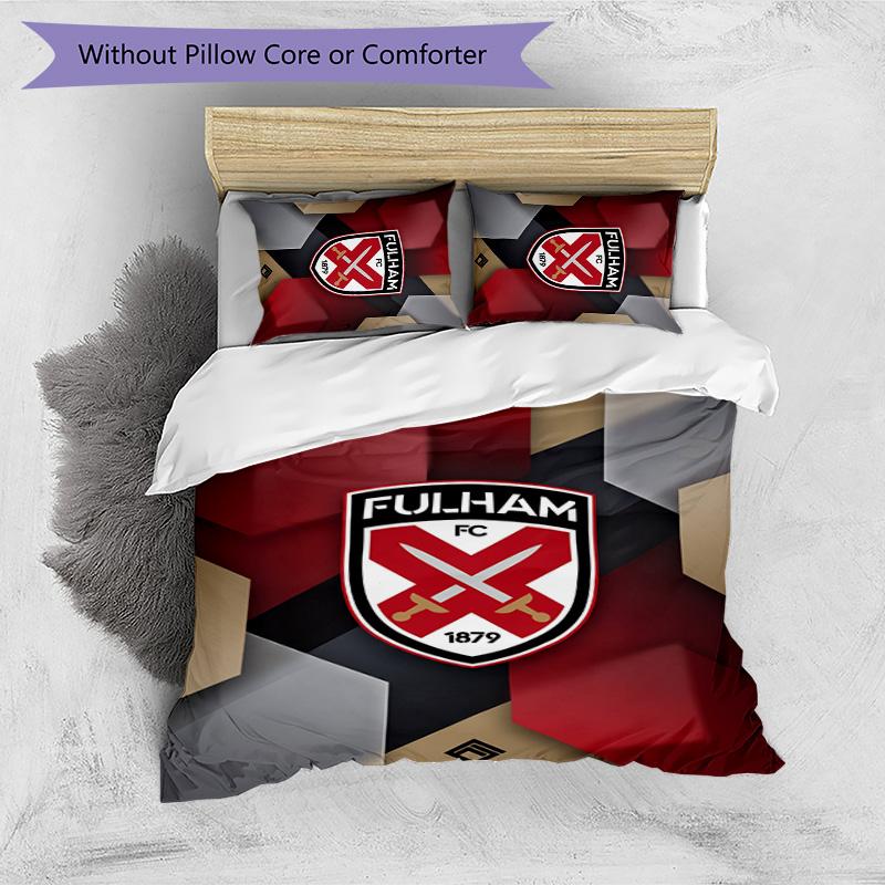 Fulham Football Printed 3 Pieces Bedding Set, Comfortable Skin Friendly Bedroom Duvet Cover Set