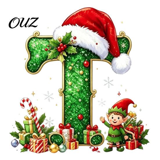 Durable Hanging Letter Decoration 26 Alphabet Christmas Ornament, Personalized Letters Acrylic Tree with Santa Hat Pendant And Elf Boy for Xmas Mantel
