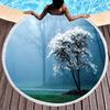 Big Tree Print Round Beach Towels, Polyester Sand Resistant Shawl Beach Blanket,Soft Absorbent Quick Dry Pool Towel Picnic Mat