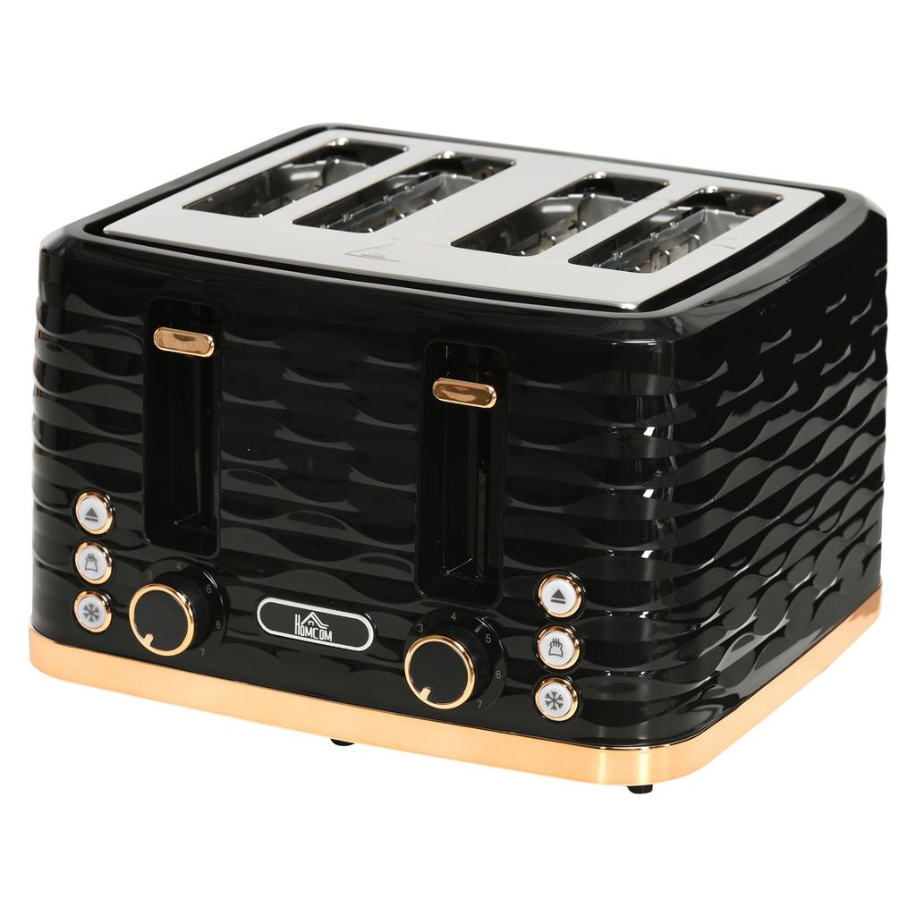 Four-Slice Rippled Toaster - Black