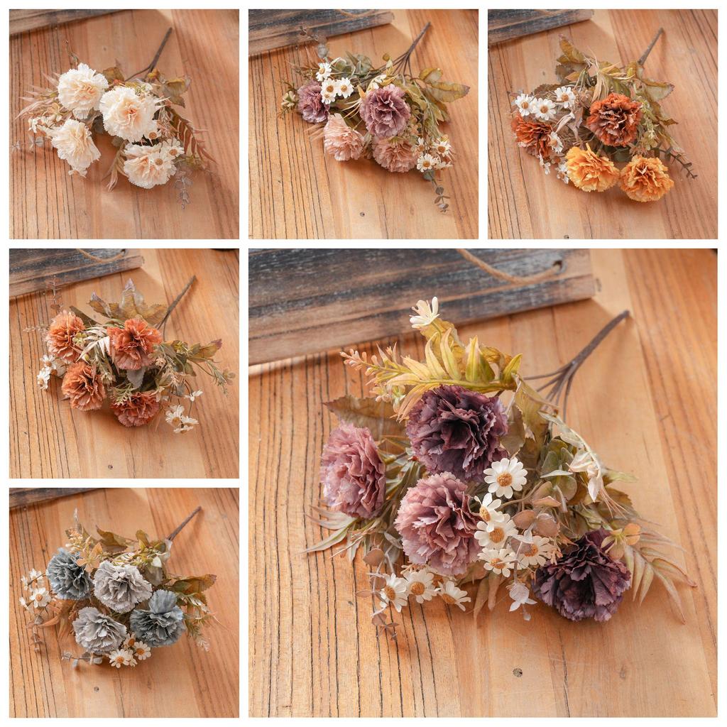 Autumn Carnation Rose Bouquet - Faux Flower Wall Decor for Home & Wedding
