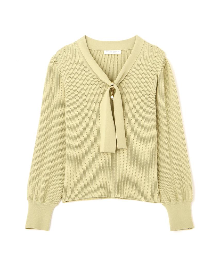 Proportion Body Dressing Yellow Knit Sweater with Cross Ties Women's