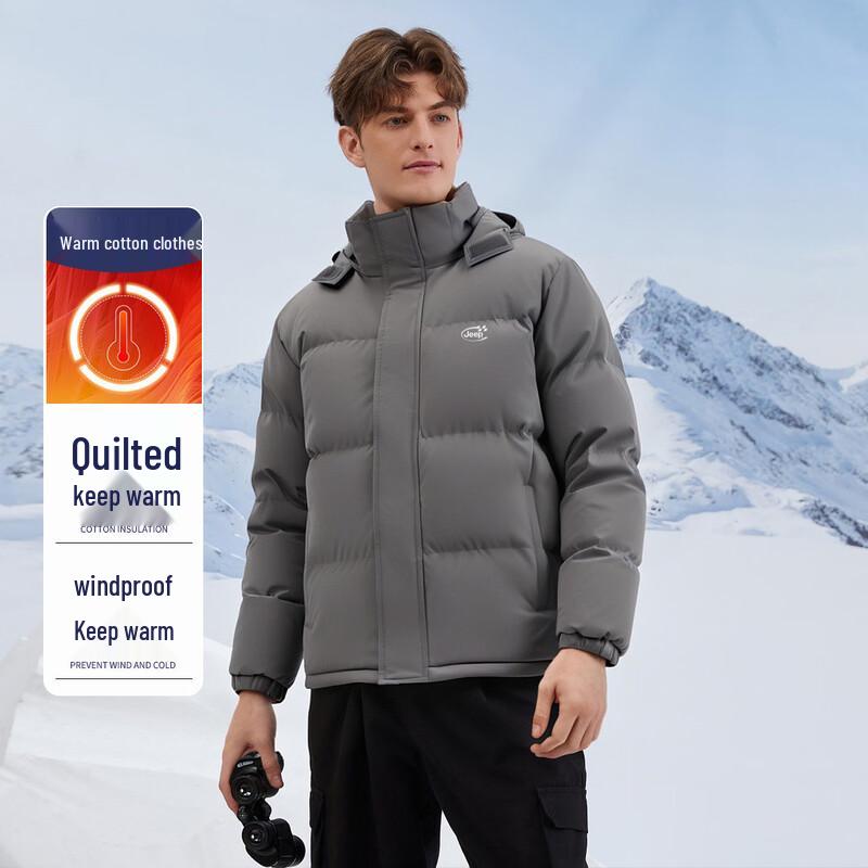 JEEP Men s Hooded Cotton Padded Jacket L